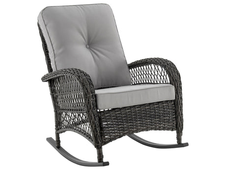 Fruttuo Patio Rocking Chair with Grey Cushions - Ornate Home