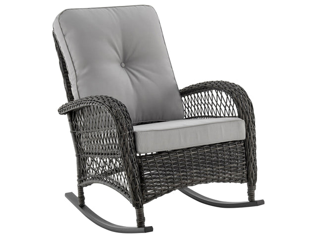 Fruttuo Patio Rocking Chair with Grey Cushions - Ornate Home
