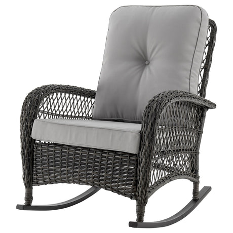 Fruttuo Patio Rocking Chair with Grey Cushions - Ornate Home