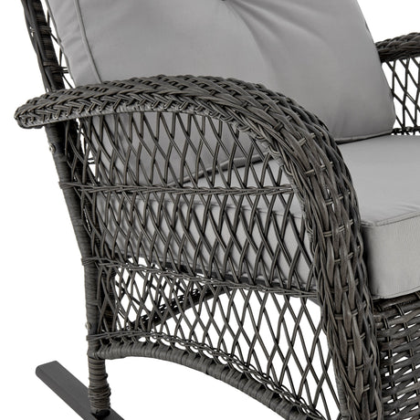 Fruttuo Patio Rocking Chair with Grey Cushions - Ornate Home