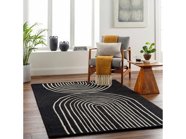 Fuat Black Wool Rug - Ornate Home