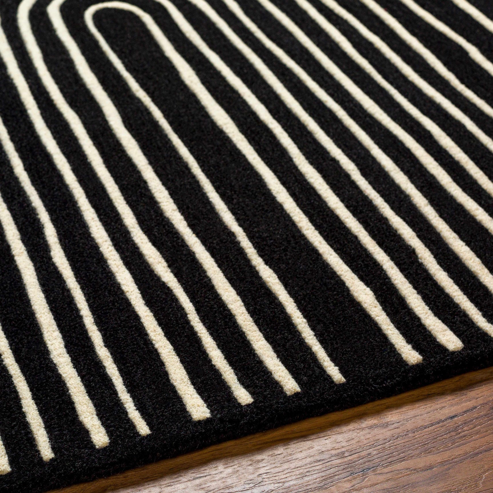 Fuat Black Wool Rug - Ornate Home