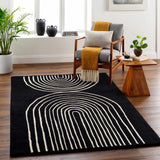 Fuat Black Wool Rug - Ornate Home