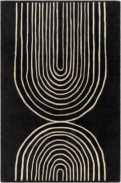 Fuat Black Wool Rug - Ornate Home