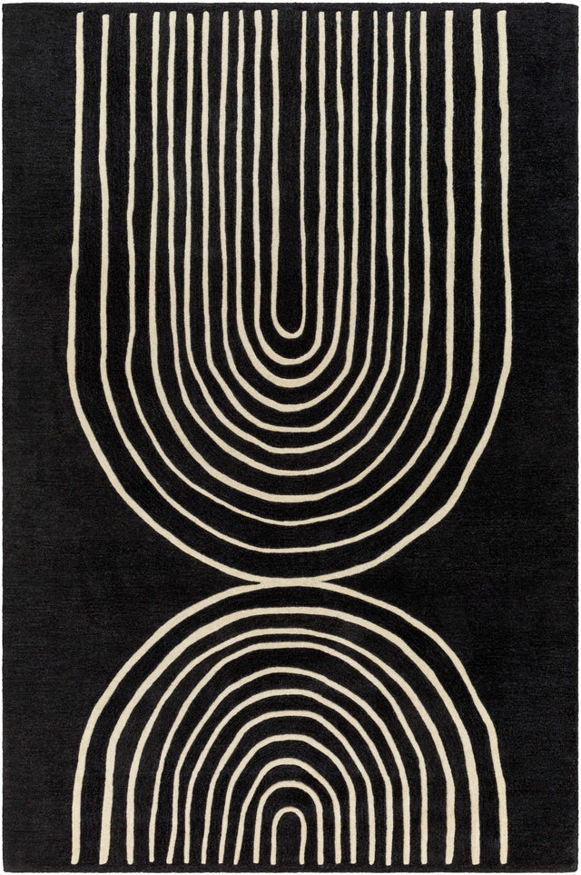 Fuat Black Wool Rug - Ornate Home