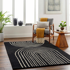 Fuat Black Wool Rug - Ornate Home