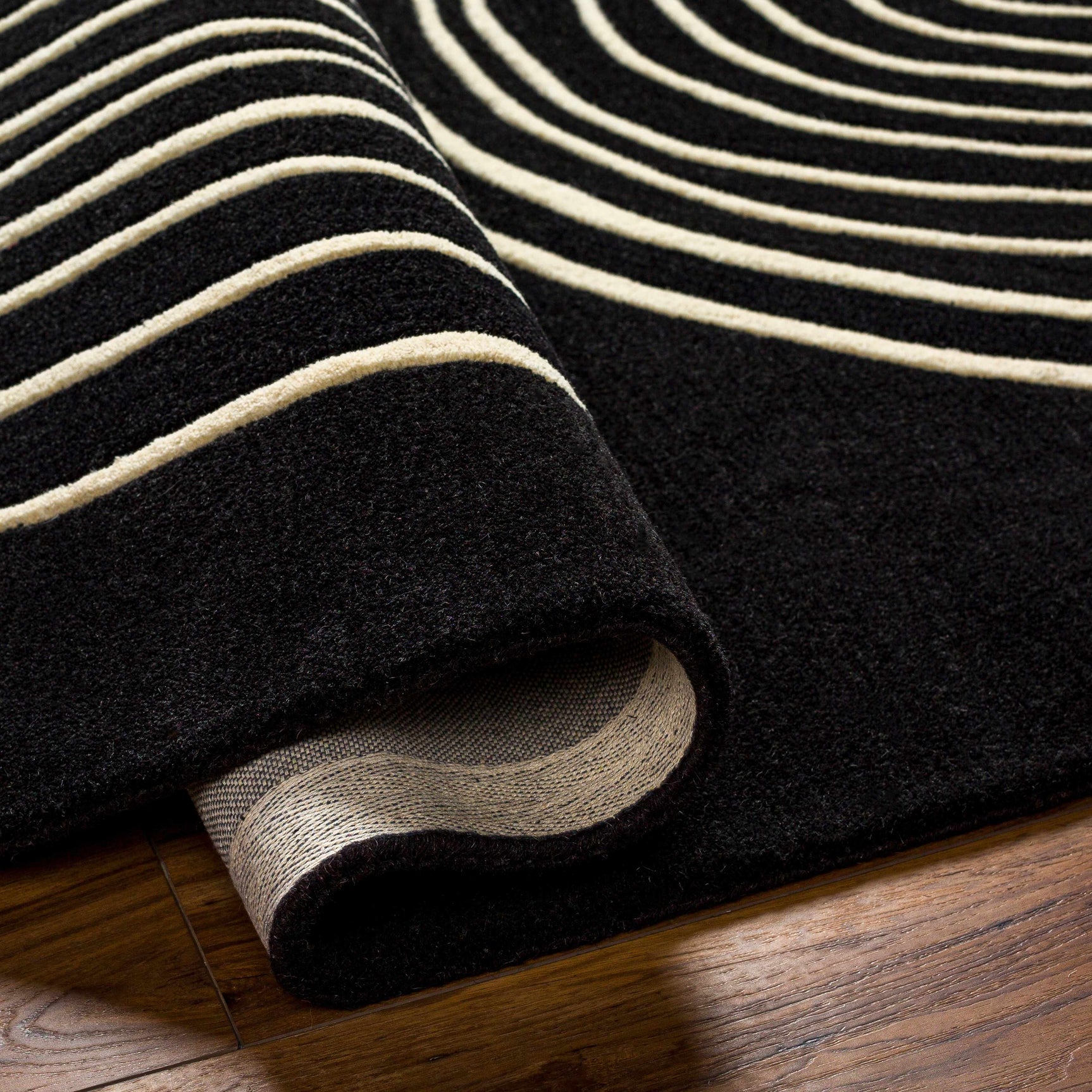 Fuat Black Wool Rug - Ornate Home