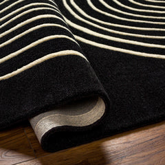 Fuat Black Wool Rug - Ornate Home