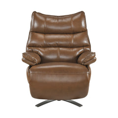 Fulcrum Brown Power Reclining Swivel Chair With Manual Adjustable Headrest - Ornate Home
