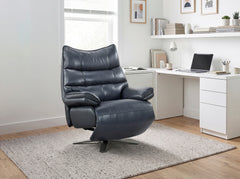 Fulcrum Gray Power Reclining Swivel Chair With Manual Adjustable Headrest - Ornate Home