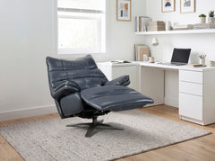 Fulcrum Gray Power Reclining Swivel Chair With Manual Adjustable Headrest - Ornate Home