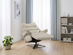Fulcrum Taupe Power Reclining Swivel Chair With Manual Adjustable Headrest - Ornate Home