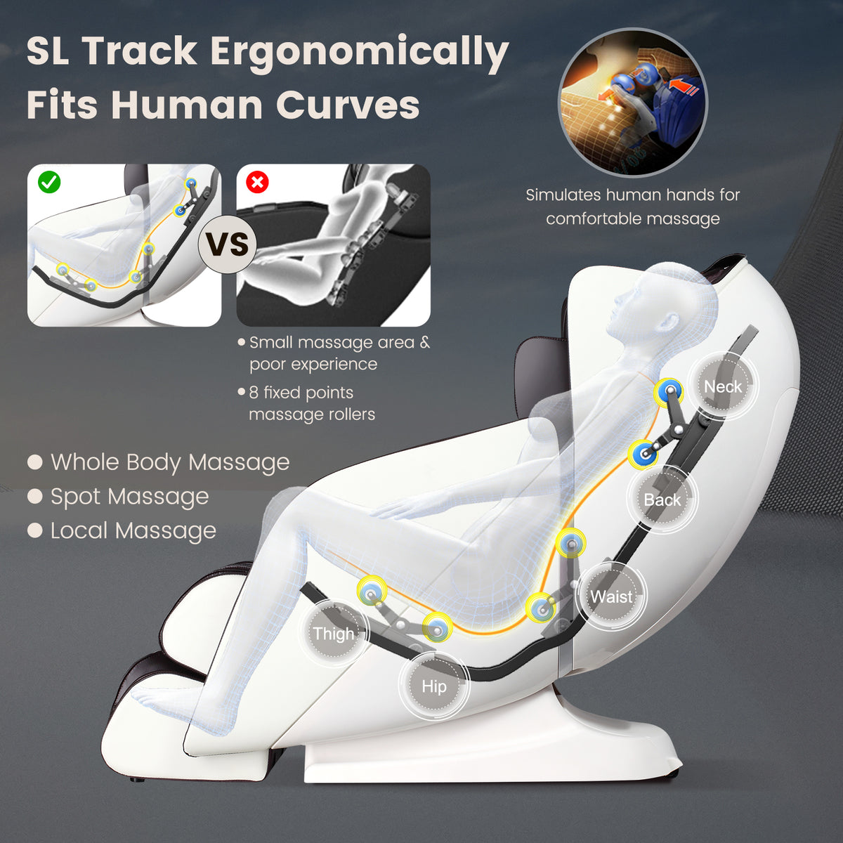 Provox 27-Comfort Full Body Massage Chair with SL Track Airbags Heating