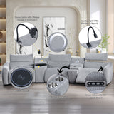 Fullar Light Gary Modular Console w/Speaker & Cup Holder - Ornate Home