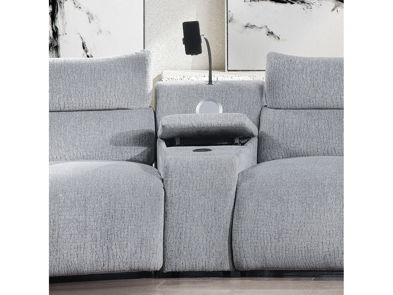 Fullar Light Gary Modular Console w/Wireless Charger - Ornate Home