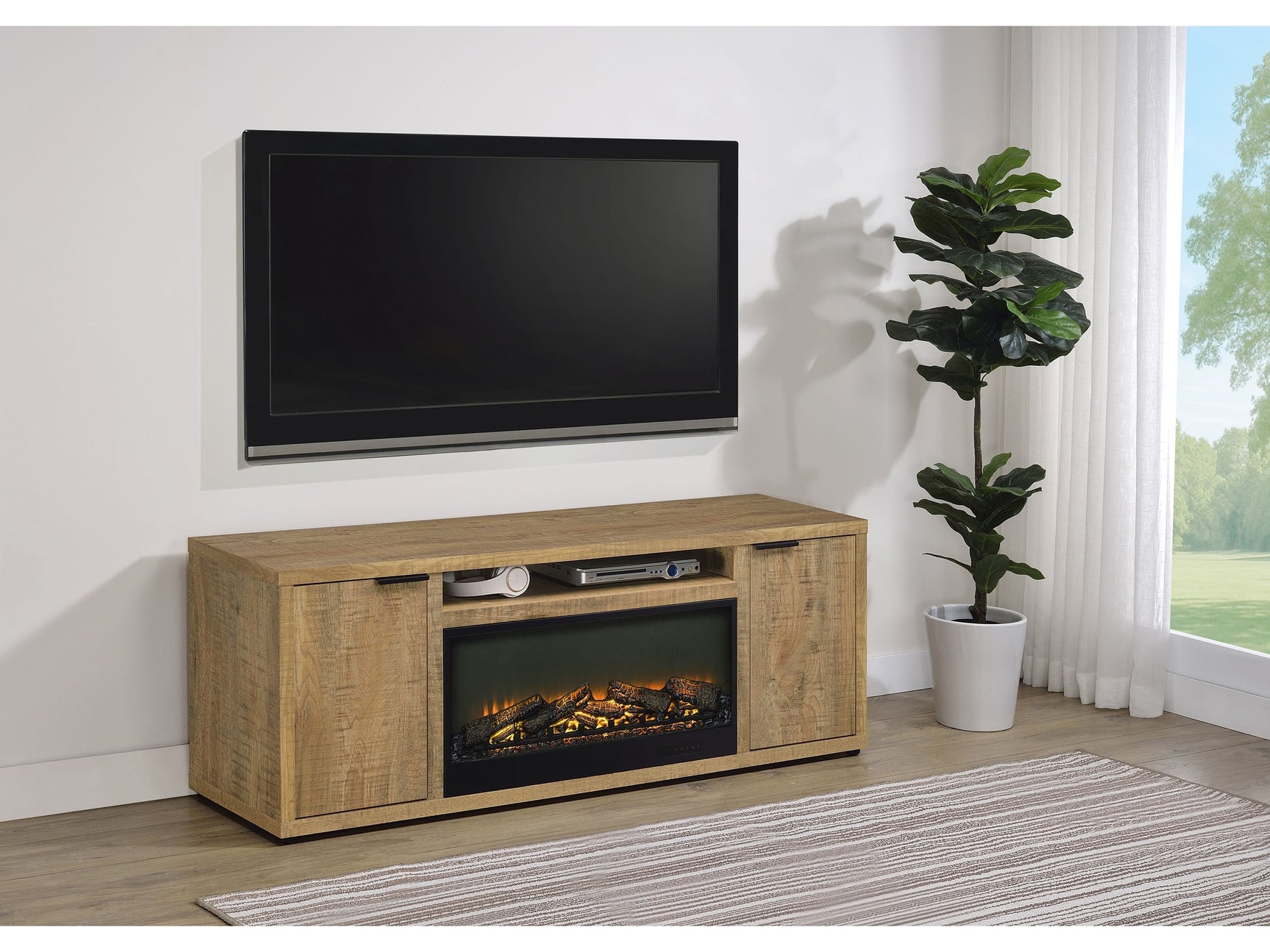 Fuller Mango 60-inch 2-door TV Stand Fireplace Media Console - Ornate Home