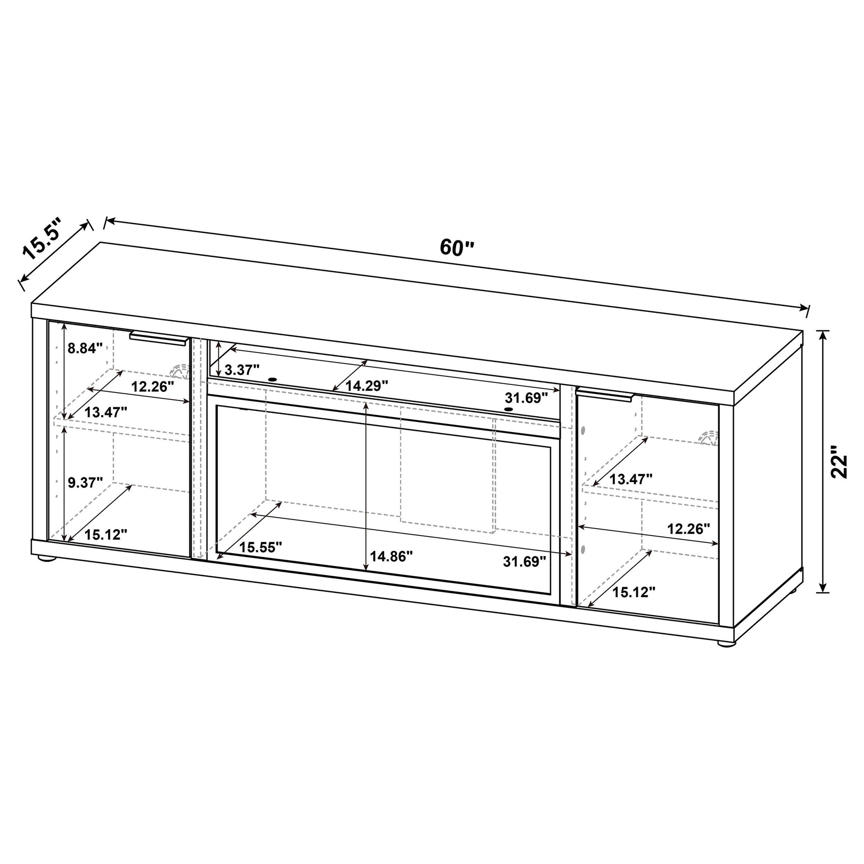 Fuller Mango 60-inch 2-door TV Stand Fireplace Media Console - Ornate Home
