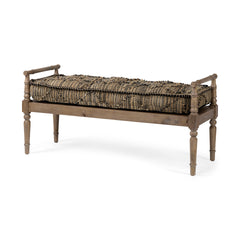 Fullerton Brown Jute Patterned Top Accent Bench