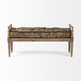 Fullerton Brown Jute Patterned Top Accent Bench - Ornate Home