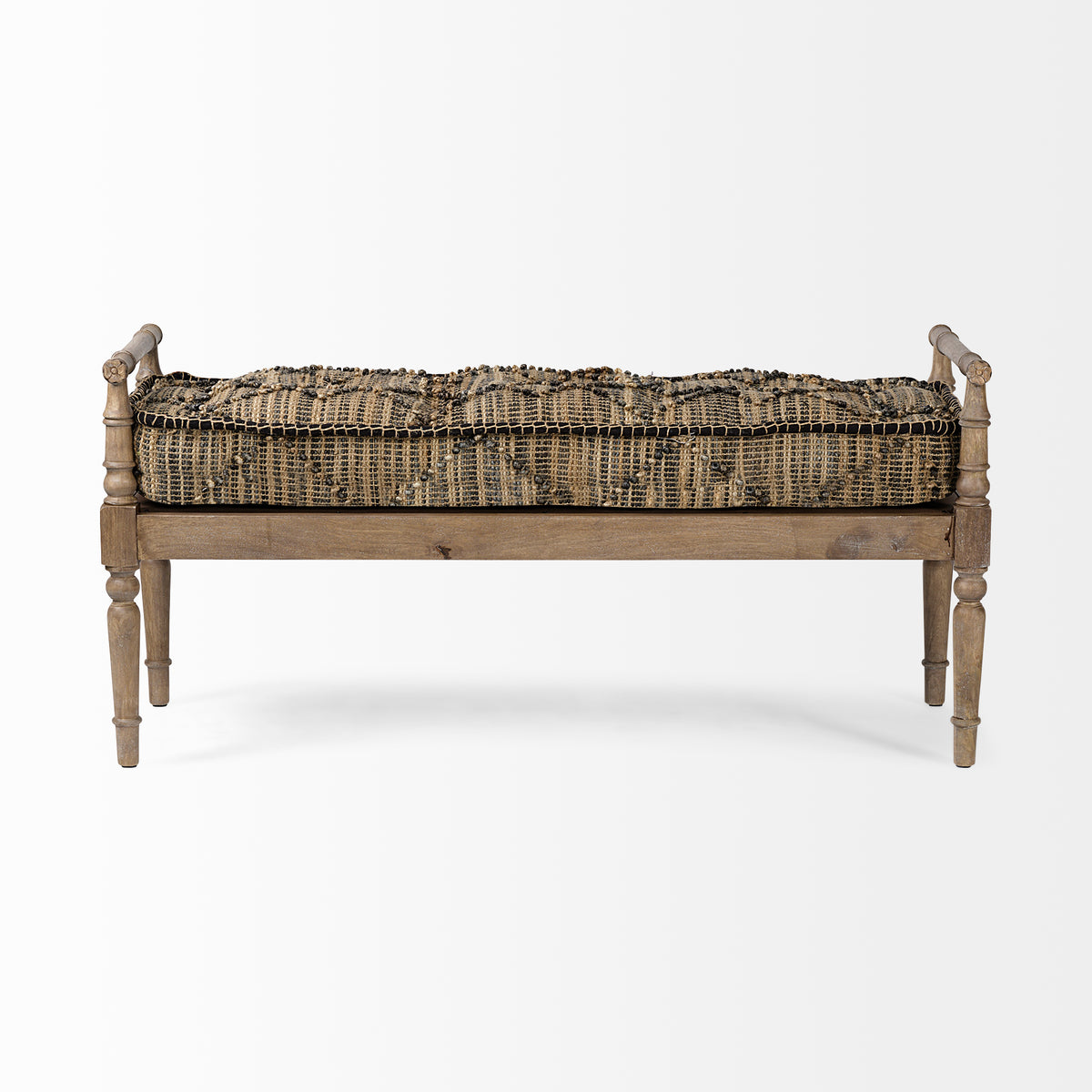 Fullerton Brown Jute Patterned Top Accent Bench - Ornate Home