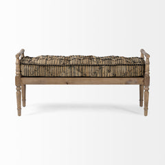 Fullerton Brown Jute Patterned Top Accent Bench