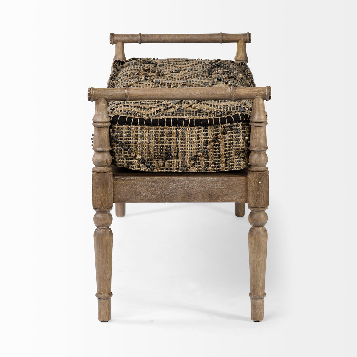 Fullerton Brown Jute Patterned Top Accent Bench - Ornate Home
