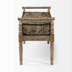 Fullerton Brown Jute Patterned Top Accent Bench