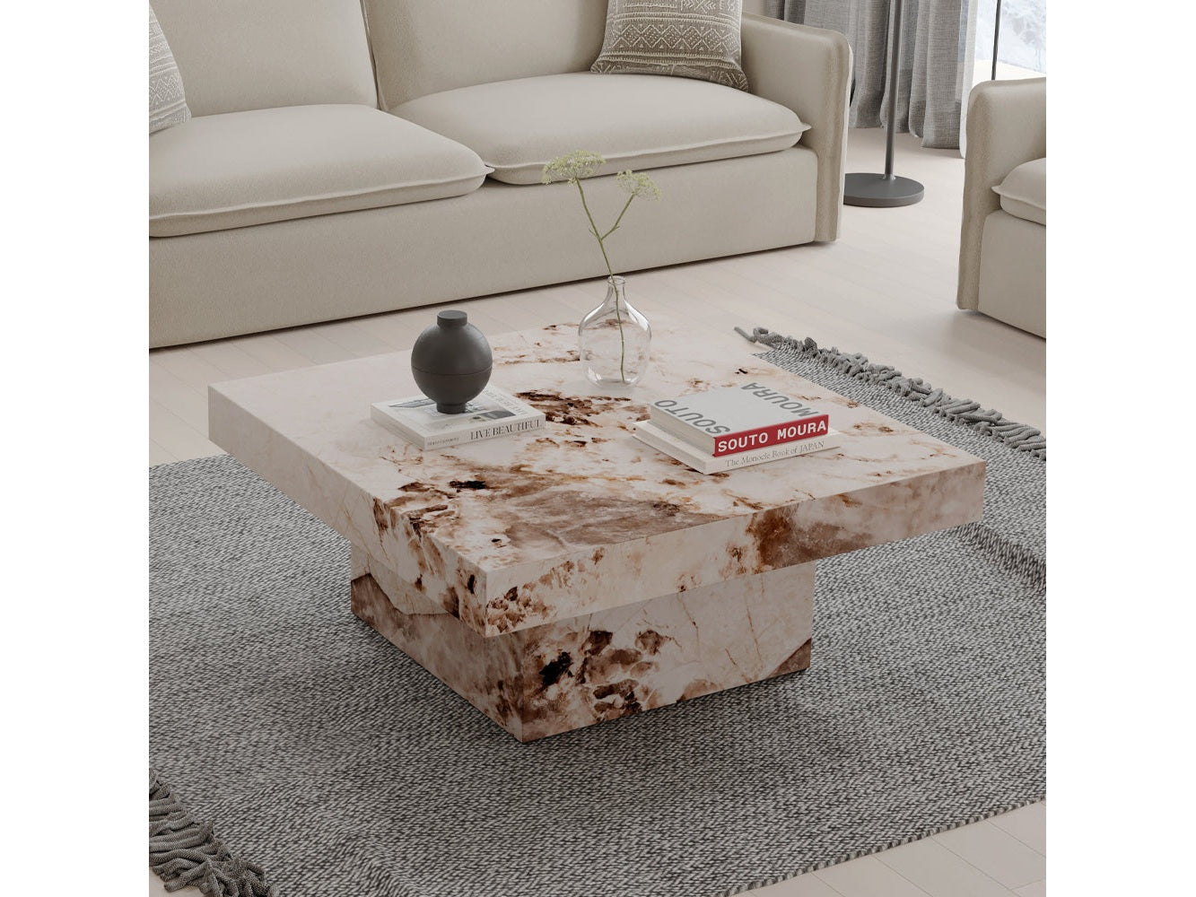 Fultan Engineered Stone Coffee Table - Ornate Home