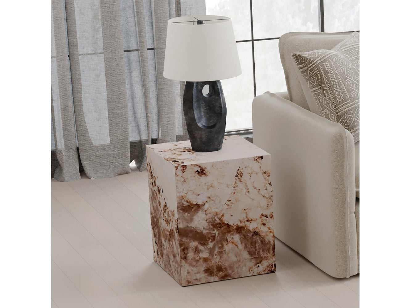 Fultan Engineered Stone End Table - Ornate Home
