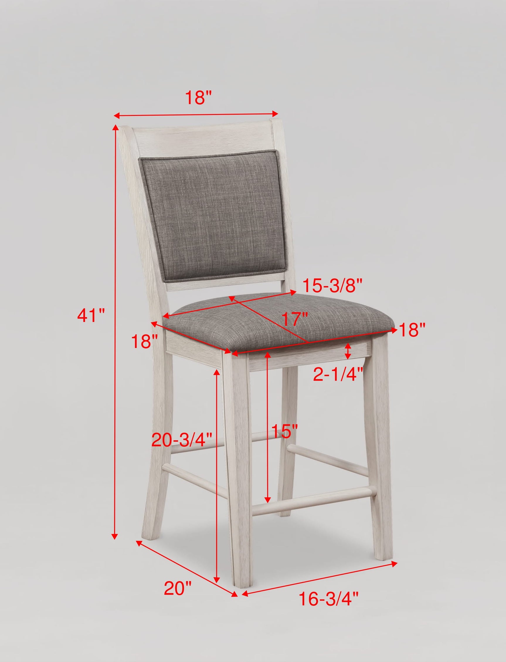 Fulton Chalk Gray Counter Height Chair (Set of 2) - Ornate Home