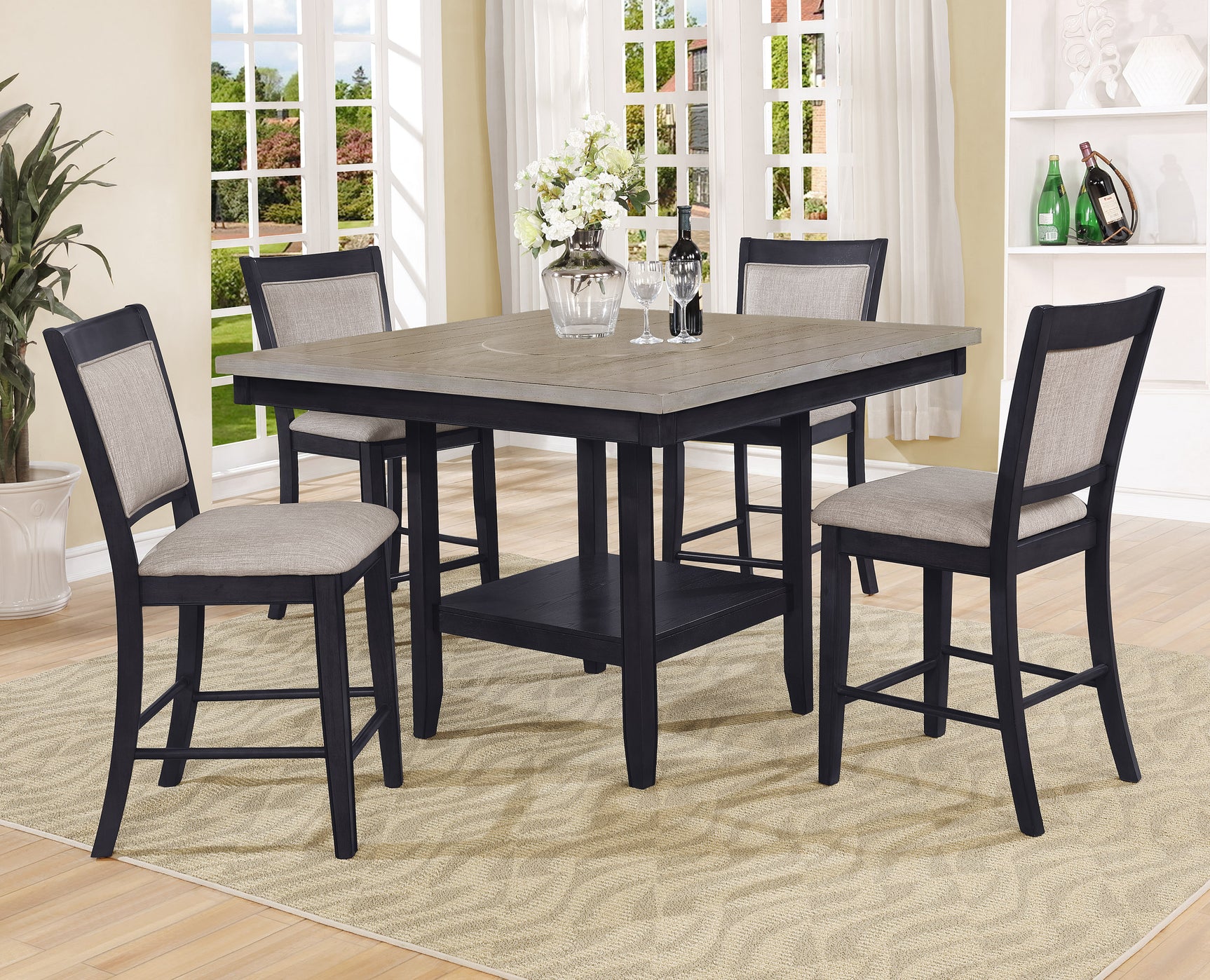 Fulton Charcoal/Light Gray Counter Height Dining Set - Ornate Home