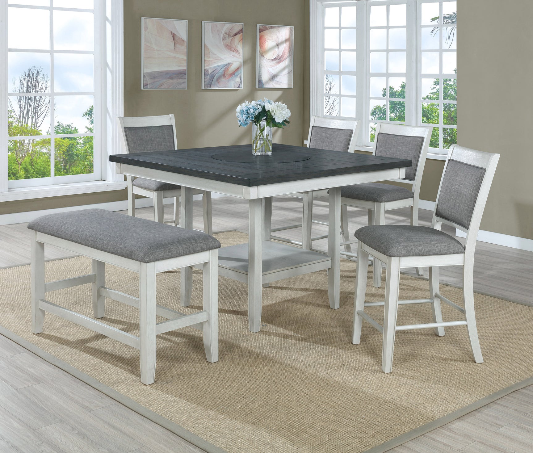 Fulton White Counter Height Dining Bench - Ornate Home