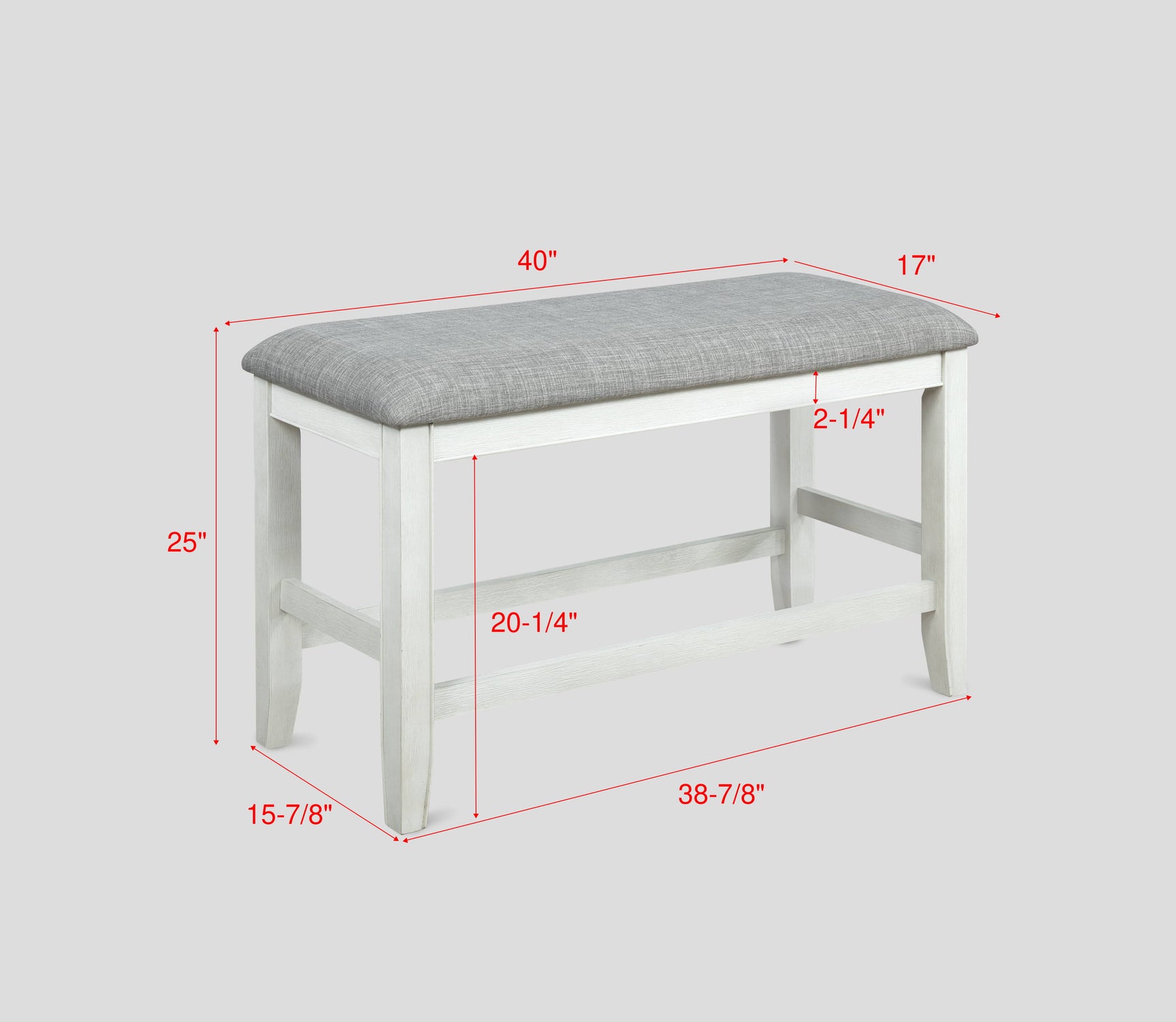 Fulton White Counter Height Dining Bench - Ornate Home