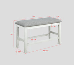 Fulton White Counter Height Dining Bench - Ornate Home