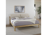 Furano California King Upholstered Two Cushion Platform Bed in Ginger and Natural Linen - Ornate Home
