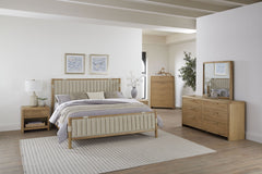 Furano Eastern King Upholstered Panel Bed in Ginger and Brun Boucle - Ornate Home