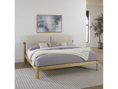 Furano Full Upholstered Two Cushion Platform Bed in Ginger and Natural Linen - Ornate Home
