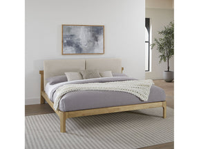 Furano Full Upholstered Two Cushion Platform Bed in Ginger and Natural Linen - Ornate Home
