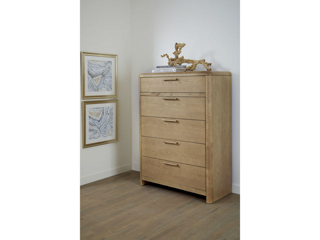 Furano Ginger Five Drawer Ash Wood Chest - Ornate Home