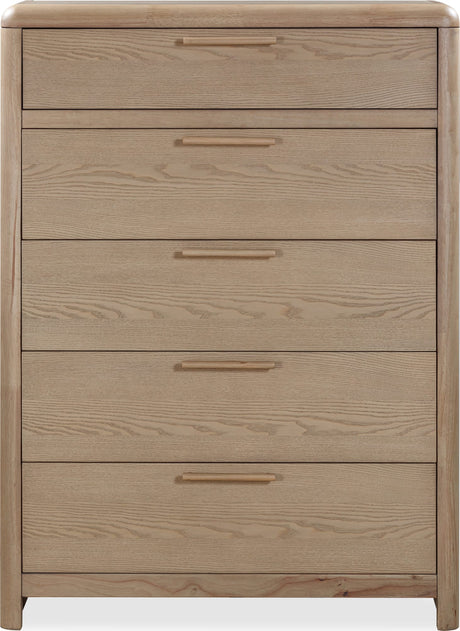 Furano Ginger Five Drawer Ash Wood Chest - Ornate Home