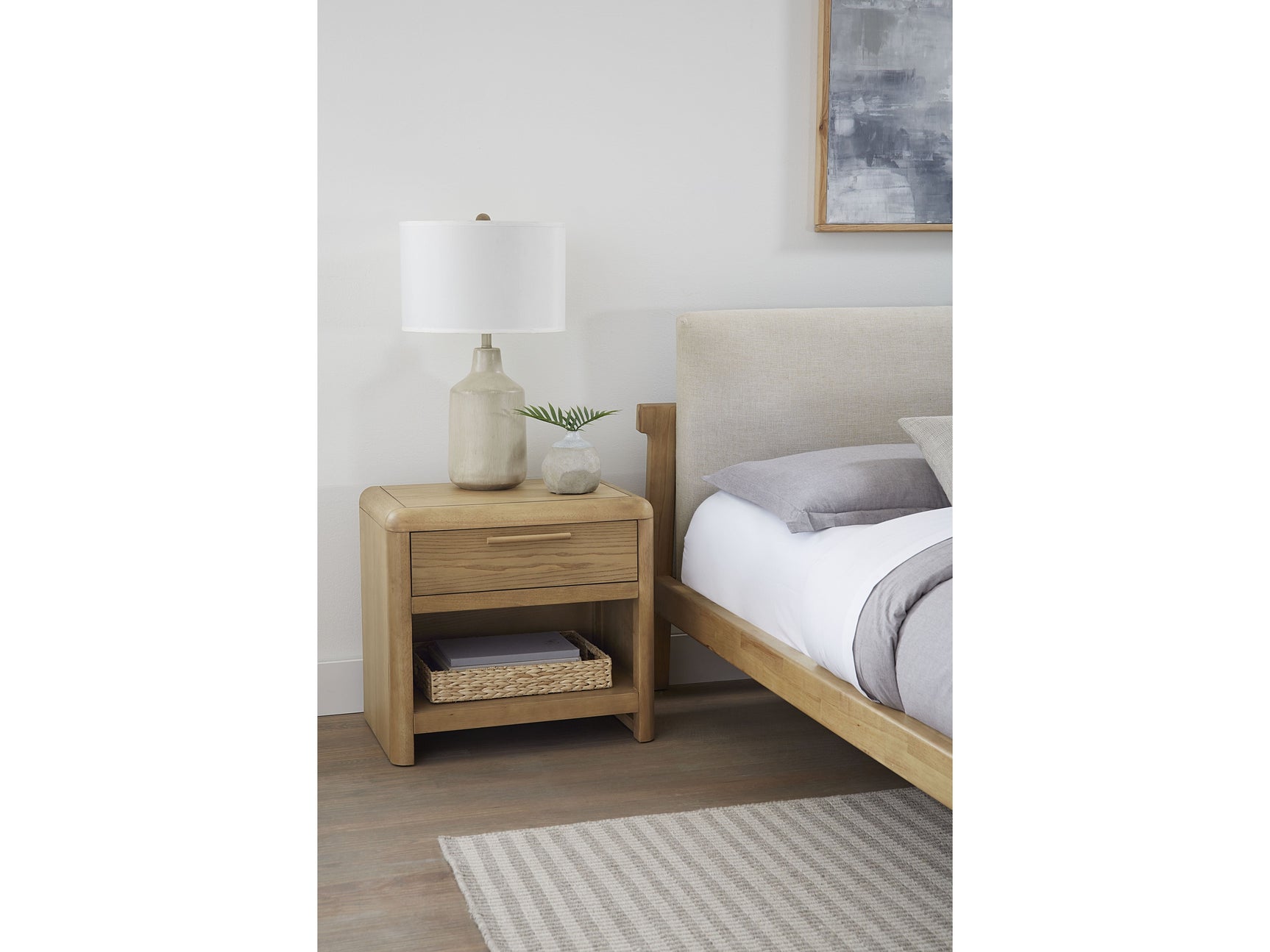 Furano Ginger One Drawer One Shelf Ash Wood Nightstand - Ornate Home