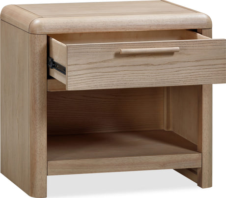 Furano Ginger One Drawer One Shelf Ash Wood Nightstand - Ornate Home