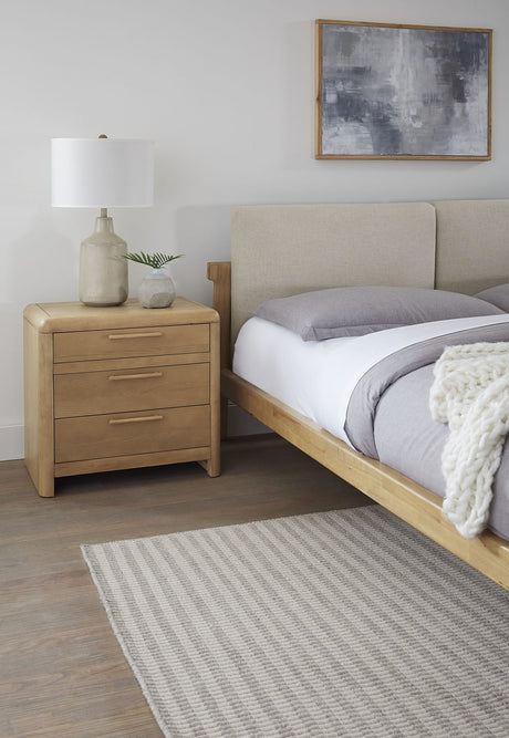 Furano Ginger Three Drawer Ash Wood Nightstand - Ornate Home