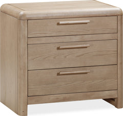 Furano Ginger Three Drawer Ash Wood Nightstand - Ornate Home