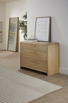 Furano Three Drawer Ash Wood Bachelor Chest in Ginger - Ornate Home