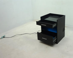 Furda Black Ash 2-drawer Led Nightstand Bedside Table With Speaker - Ornate Home