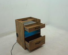 Furda Mango 2-drawer Led Nightstand Bedside Table With Speaker - Ornate Home