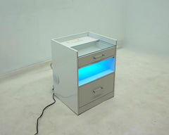 Furda White High Gloss 2-drawer Led Nightstand Bedside Table With Speaker - Ornate Home
