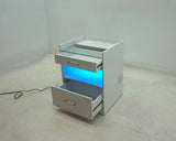 Furda White High Gloss 2-drawer Led Nightstand Bedside Table With Speaker - Ornate Home