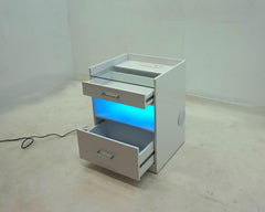 Furda White High Gloss 2-drawer Led Nightstand Bedside Table With Speaker - Ornate Home